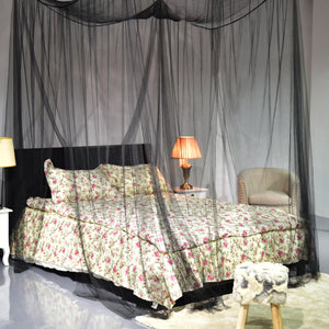 4 Corner Post Bed Canopy Mosquito Net Full Queen King Size Netting Bedding Black