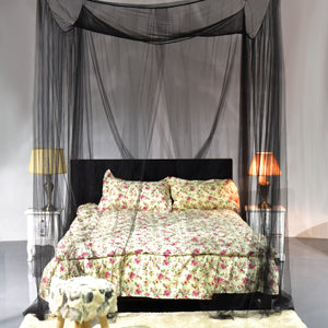 4 Corner Post Bed Canopy Mosquito Net Full Queen King Size Netting Bedding Black