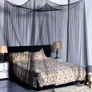 4 Corner Post Bed Canopy Mosquito Net Full Queen King Size Netting Bedding Black